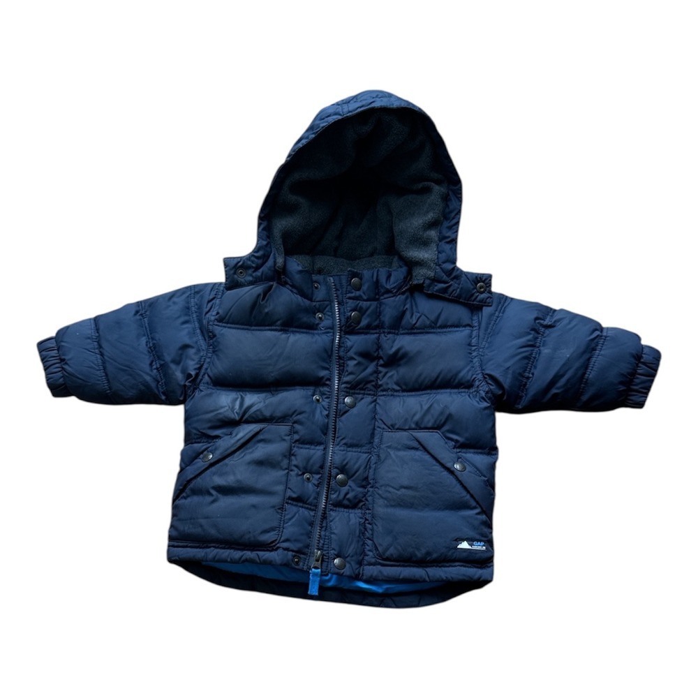 BabyGap Navy Blue Puffer Jacket Fleece Lined Hooded 12-18 Months Kids Coat
